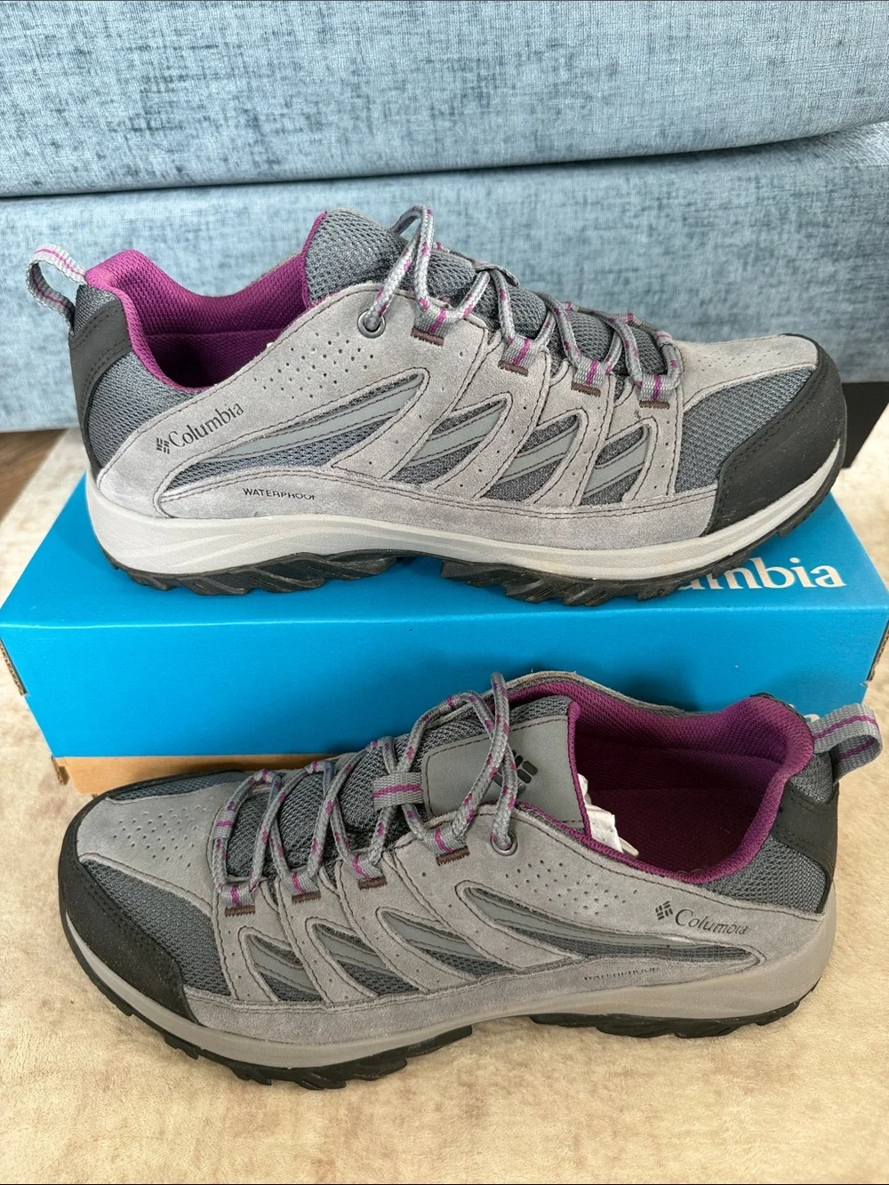 Columbia Creatwood Waterproof Gray and Purple Women's Trail Sneakers